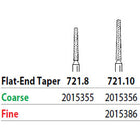 Two Striper FG 721.10 Fine Diamond Burs, Flat-End Taper. Pack of 5