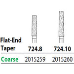 Two Striper FG 724.8 Coarse Diamond Burs, Flat-End Taper. Pack of 5