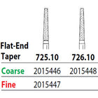 Two Striper FG 725.10 Fine Diamond Burs, Flat-End Taper. Pack of 5