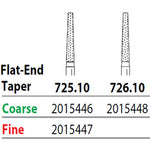 Two Striper FG 725.10 Fine Diamond Burs, Flat-End Taper. Pack of 5