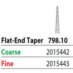 Two Striper FG 798.10 Fine Diamond Burs, Flat-End Taper. Pack of 5