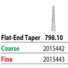 Two Striper FG 798.10 Coarse Diamond Burs, Flat-End Taper. Pack of 5
