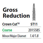 Two Striper FG #ST11 Gross Reduction Coarse Diamond Bur, Crown Cut. Pack of 5