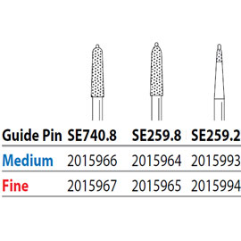 Two Striper FG SE740.8 Medium Diamond Burs, All Ceramic Guide Pin. Pack of 5