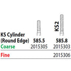 Two Striper FG #585.8 Fine Diamond Bur, KS2 Cylinder Round Edge. Pack of 5