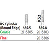 Two Striper FG #585.8 Fine Diamond Bur, KS2 Cylinder Round Edge. Pack of 5