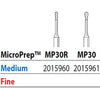 Two Striper FG MP 30R Medium Diamond Burs, Micro-Prep. Pack of 5