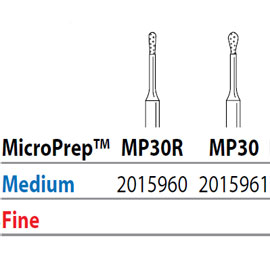 Two Striper FG MP 30R Medium Diamond Burs, Micro-Prep. Pack of 5