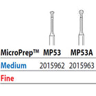Two Striper FG MP 53 Medium Diamond Burs, Micro-Prep. Pack of 5