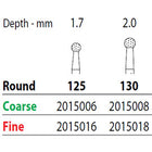 Two Striper FG #130 Fine Diamond Bur, Round. Pack of 5