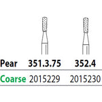 Two Striper FG #351.3.75 Coarse Diamond Bur, Pear. Pack of 5