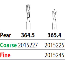 Two Striper FG 364.5 Coarse Diamond Bur, Pear. Pack of 5