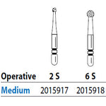 Two Striper ShortCut FG 6 S Medium Diamond Bur, Operative, Short Shank. Pack