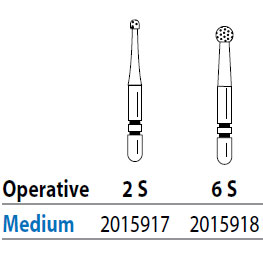 Two Striper ShortCut FG 6 S Medium Diamond Bur, Operative, Short Shank. Pack