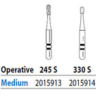 Two Striper ShortCut FG 245 S Medium Diamond Bur, Operative, Short Shank. Pack