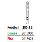 Two Striper ShortCut FG 285.5 S Fine Diamond Bur Football, Short Shank. Pack