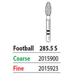 Two Striper ShortCut FG 285.5 S Fine Diamond Bur Football, Short Shank. Pack