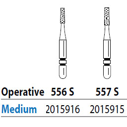 Two Striper ShortCut FG 556 S Medium Diamond Bur, Operative, Short Shank. Pack