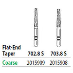 Two Striper ShortCut FG 702.8 S Coarse Diamond Bur Flat-End Taper, Short Shank