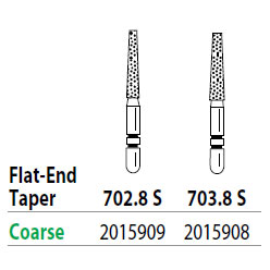 Two Striper ShortCut FG 702.8 S Coarse Diamond Bur Flat-End Taper, Short Shank