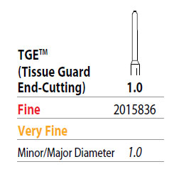 Two Striper FG 1.0 Fine TGE (Tissue Guard End-Cutting) Diamond Bur. Refine