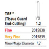 Two Striper FG 1.2 Very Fine TGE (Tissue Guard End-Cutting) Diamond Bur. Refine