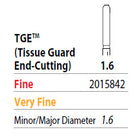 Two Striper FG 1.6 Fine TGE (Tissue Guard End-Cutting) Diamond Bur. Refine