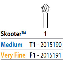 Two Striper Skooter FG 1 (F1) Very Fine Diamond Bur Acorn shaped, Pack of 5
