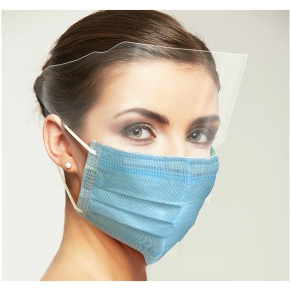 Uniguard Fluidbloq Earloop Mask w/Shield, 4-Ply BLUE 25/Pk