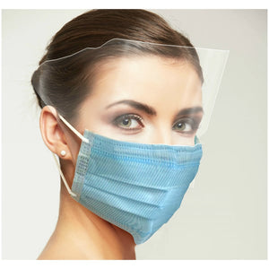 Uniguard Fluidbloq Earloop Mask w/Shield, 4-Ply BLUE 25/Pk