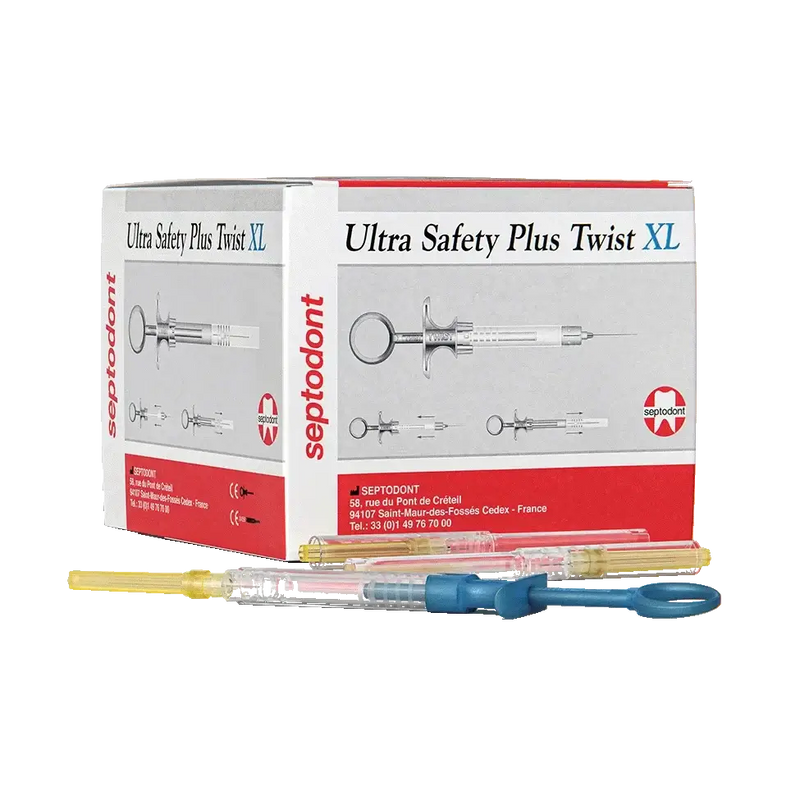 Ultra Safety Plus Twist XL Sterile Needles, 27G Long (Yellow), 100/box + 1 syringe handle 01N4572