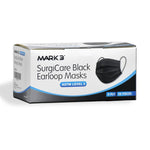 MARK3 SurgiCare Earloop Face Masks, ASTM Level 3, Black, 50/Box