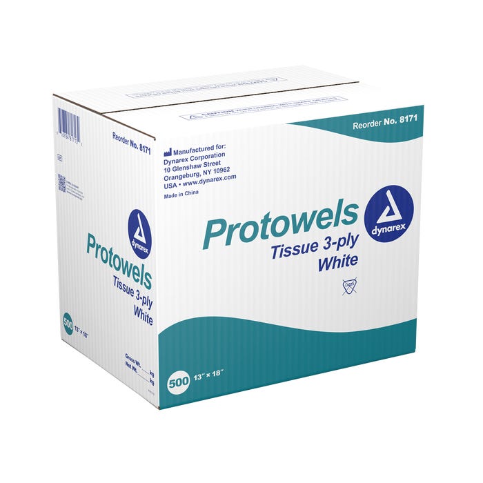 Protowels White 3ply Tissue, 13 x18, 500/cs 8171