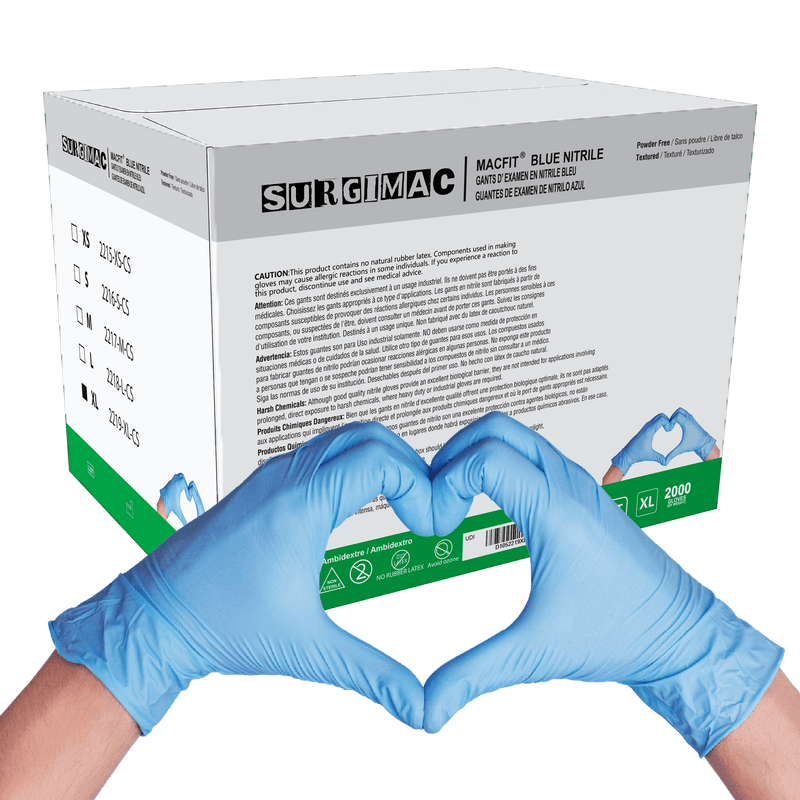 Nitrile Exam Gloves MacFit by SurgiMac | Blue | 200 Count 2219-XL-CS