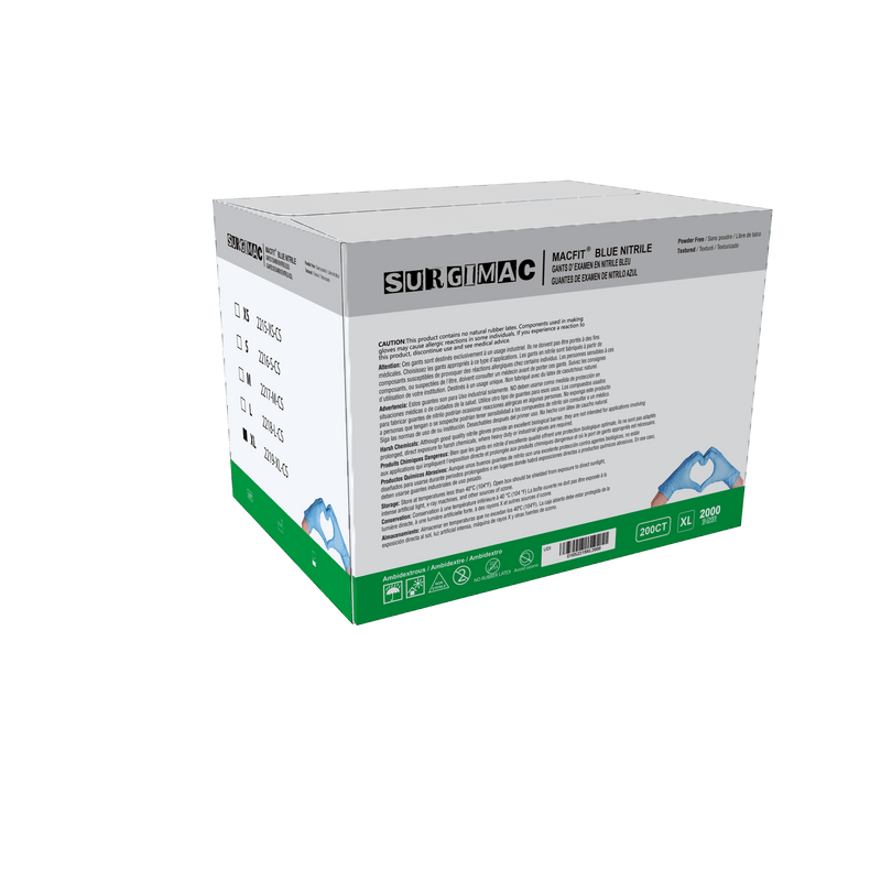 Nitrile Exam Gloves MacFit by SurgiMac | Blue | 200 Count 2215-XS