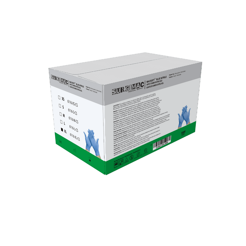 Nitrile Exam Gloves MacSoft by SurgiMac | Blue | Chemo Tested | 300 Count 6116-S