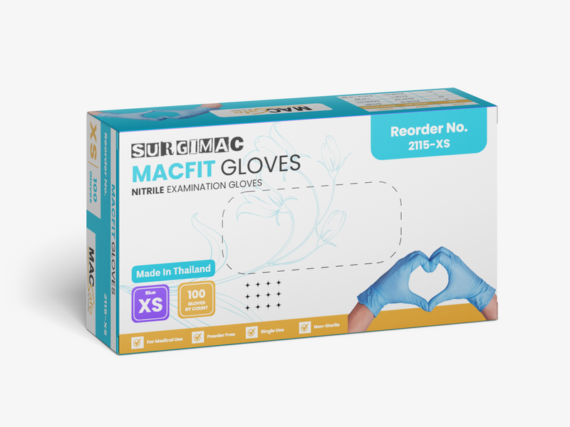 SurgiMac Nitrile Exam Gloves, Chemo Tested, Blue, MacFit