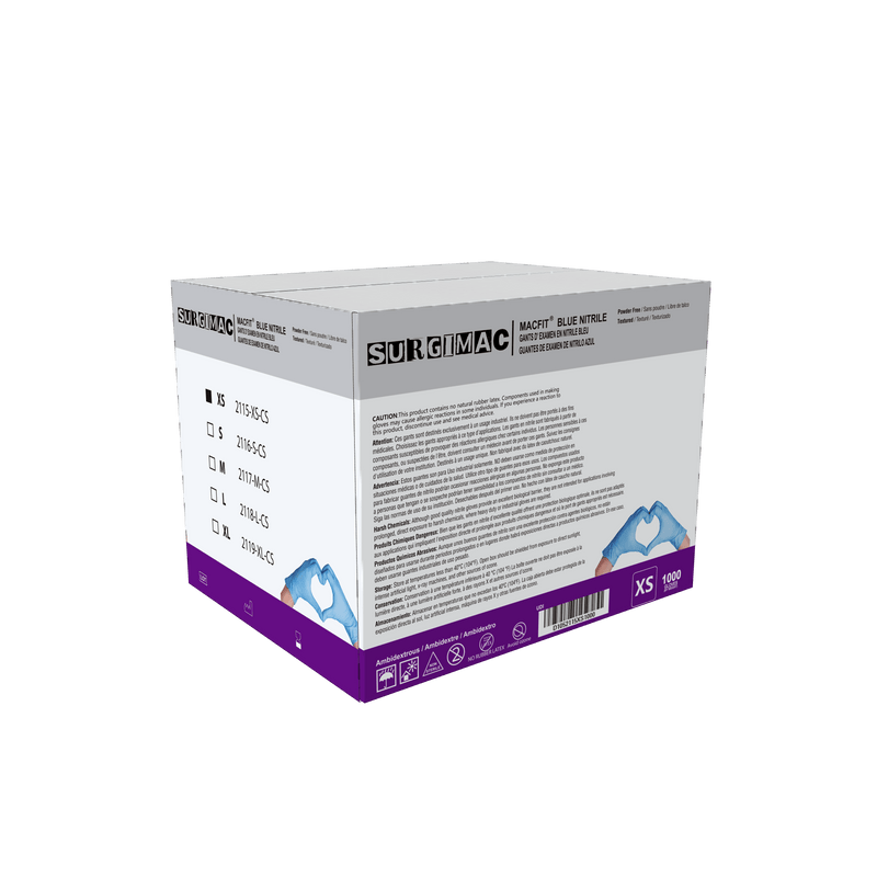 Nitrile Exam Gloves MacFit by SurgiMac | Blue | 100 Count 2115-XS