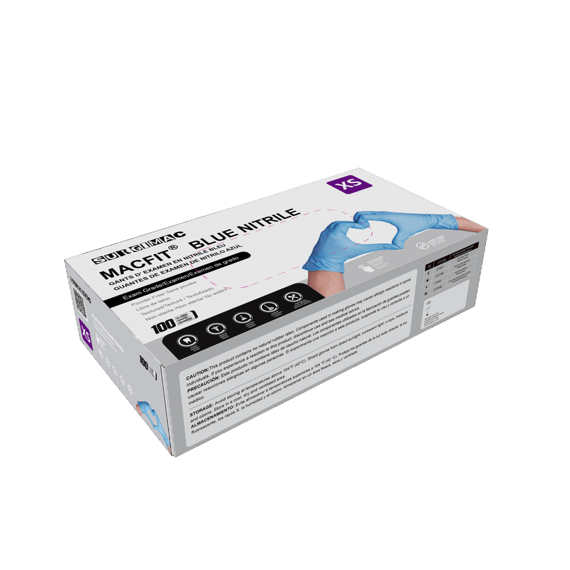 Nitrile Exam Gloves MacFit by SurgiMac | Blue | 100 Count 2115-XS