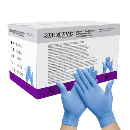 Nitrile Exam Gloves MacSoft by SurgiMac | Blue | Chemo Tested | 200 Count | 5116-XS-CS | SurgiMac | SurgiMac