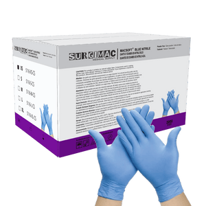 Nitrile Exam Gloves MacSoft by SurgiMac | Blue | Chemo Tested | 200 Count 5116-XS-CS