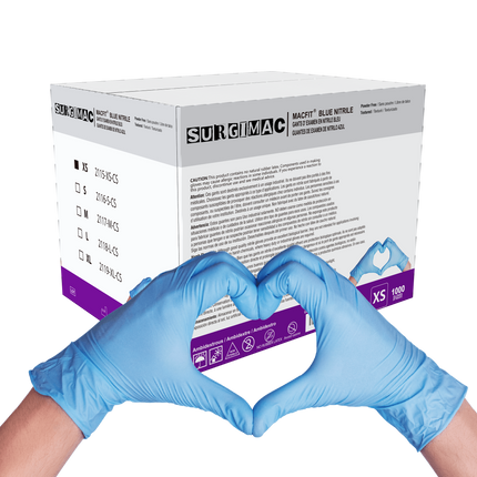 Nitrile Exam Gloves MacFit by SurgiMac | Blue | 100 Count | 2115-XS-CS | SurgiMac | SurgiMac