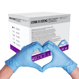 Nitrile Exam Gloves MacFit by SurgiMac | Blue | 100 Count 2115-XS-CS
