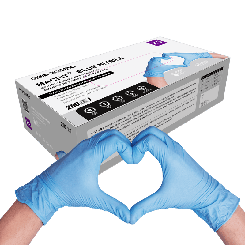 Nitrile Exam Gloves MacFit by SurgiMac | Blue | 200 Count 2215-XS