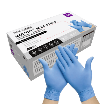 Nitrile Exam Gloves MacSoft by SurgiMac | Blue | Chemo Tested | 300 Count | 6116-XS | SurgiMac | SurgiMac