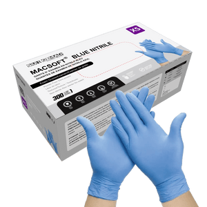 Nitrile Exam Gloves MacSoft by SurgiMac | Blue | Chemo Tested | 300 Count 6116-XS