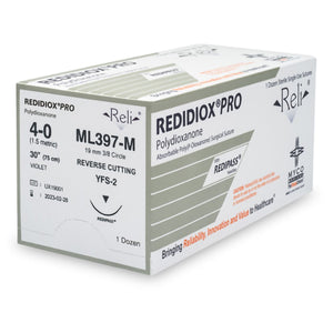 Absorbable Suture with Needle Reli Polydioxanone MFS-2 3/8 Circle Reverse Cutting Needle Size 4 - 0 Monofilament ML397-M