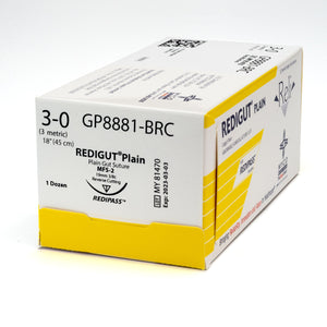 Absorbable Suture with Needle Reli Plain Gut MFS-2 3/8 Circle Reverse Cutting Needle Size 3 - 0 GP8881-M