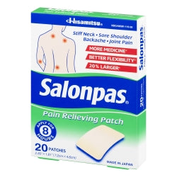 Emerson Healthcare | Topical Pain Relief Salonpas® 3.1% - 6% - 10% Strength Camphor / Menthol / Methyl Salicylate Patch 20 per Box | 46581011020