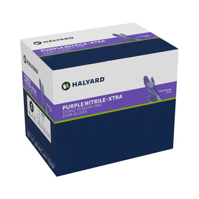 Exam Glove Purple Nitrile-Xtra Sterile Pair Nitrile Extended Cuff Length Textured Fingertips Purple Chemo Tested | 14260-BX/50 | O&M Halyard Inc | SurgiMac